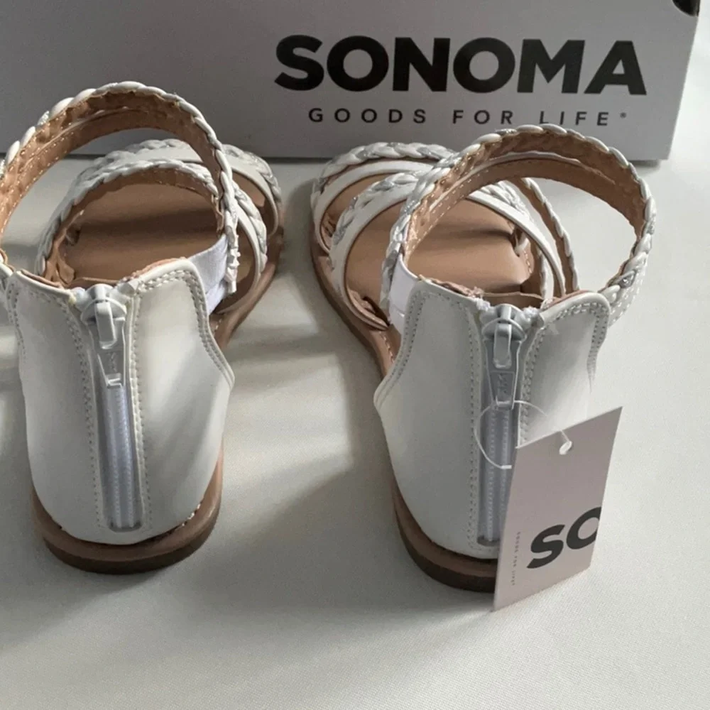 Sonoma White Braided Strap Sandals Girls‎ Size 2